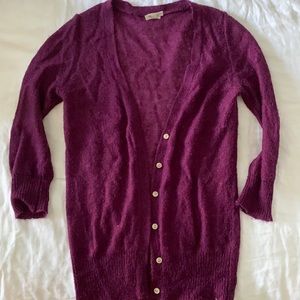 Purple Jcrew Wool Cardigan